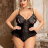 Боди из кожи с кружевом и сквозной застежкой-молнией R81335-1 (XL) - Боди из кожи с кружевом и сквозной застежкой-молнией R81335-1 (XL)