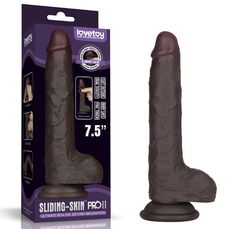 7,5-д. Двухслойный силиконовый фаллоимитатор Sliding Skin Pro II 7,5"LV417206 (черный) ​Представляем новую серию Sliding Skin Pro II, второе поколение нашей технологии sliding skin. Эта последняя версия выводит реализм на новый уровень благодаря улучшенной настройке материала, обеспечивая еще более тонкую и комфортную текстуру. Насладитесь непревзойденными ощущениями, максимально приближенными к реальным, благодаря повышенной прочности и изысканным тактильным ощущениям.