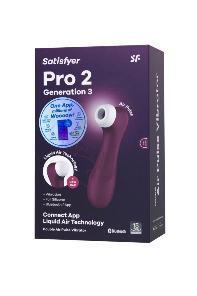 Вакуумный стимулятор клитора Satisfyer Pro 2 Generation 3, Connect App, бордовый, 16,4 см ​Обновленный флагман женских оргазмов Satisfyer Pro 2 Generation 3 готов удивлять и дарить наслаждение уже сейчас. Еще более умелый любовник, способный имитировать оральные ласки, готов дарить удовольствие столько, сколько потребуется.

Благодаря инновационной технологии Liquid Air, новейшее поколение Pro 2 Generation 3 имитирует чувственный прилив пульсирующей и вибрирующей воды. Дополнительная насадка с тонкой и сверх мягкой силиконовой мембраной создает интенсивные волны. Pro 2 Generation 3 наполняет ваше тело этими волнами удовольствия, создавая особенно естественное ощущение и обеспечивая кристально чистые оргазмы, которых вы никогда раньше не испытывали.