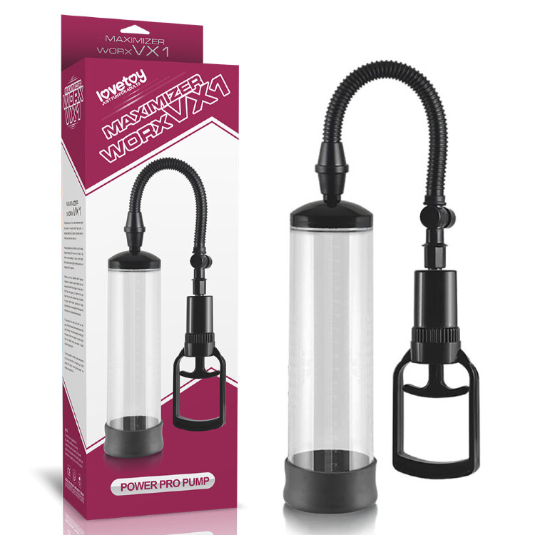 Вакуумная помпа Lovetoy Maximizer Worx VX1, прозрачная  Вакуумная помпа-эректор, предназначенный для увеличения размеров полового члена и коррекции его форм.
