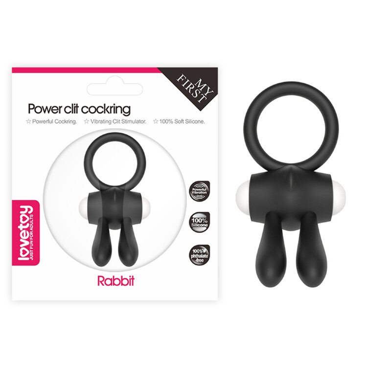  Виброкольцо для пениса Power Rabbit Clit Cockring LV1422black Эрекционное виброкольцо продлевает эрекцию.