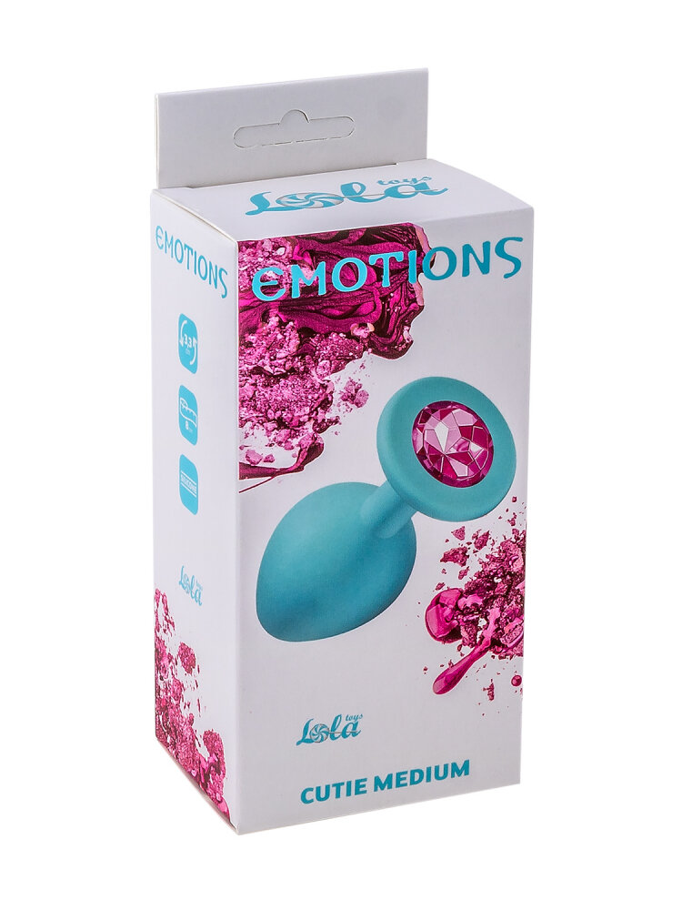 Анальная пробка Emotions Cutie Medium Turquoise pink crystal 4012-03Lola ​Анальная пробка конусообразной формы, выполнена из гипоаллергенного силикона и украшена красивой стразой в основании.